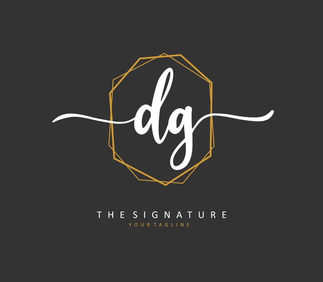 DG Initial letter handwriting and  signature logo. A concept handwriting initial logo with template element. vector