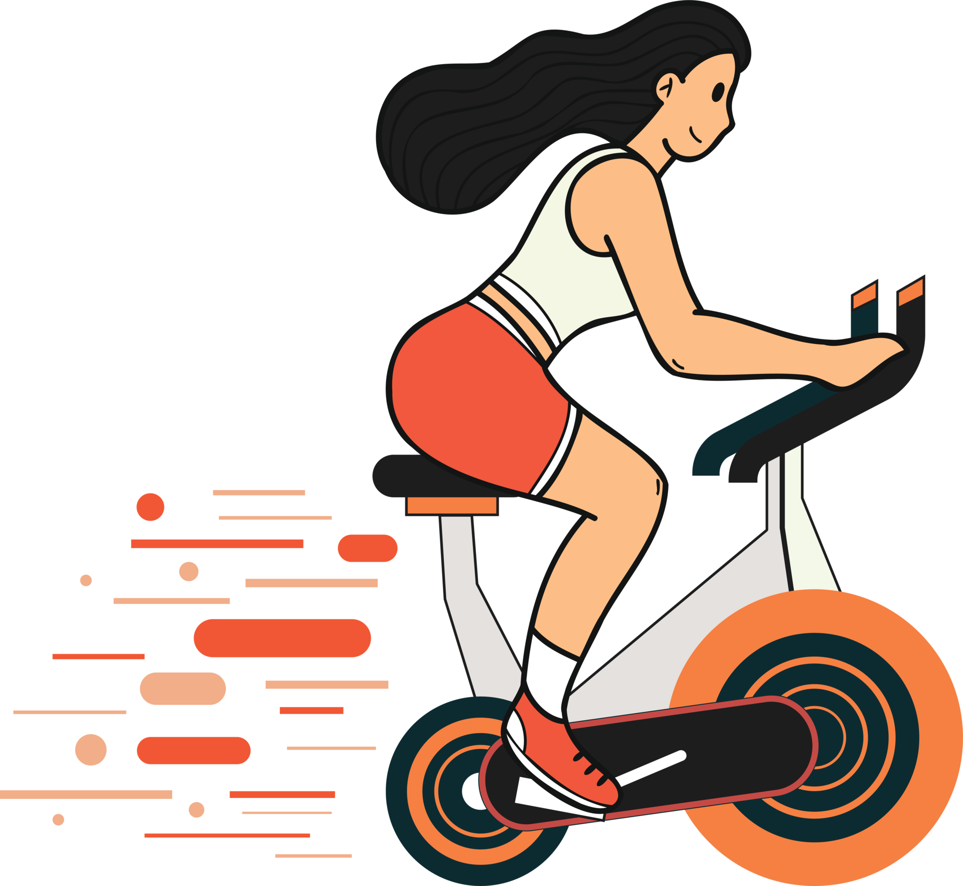 Fitness Girl Riding A Bicycle In The Fitness Center Illustration In 
