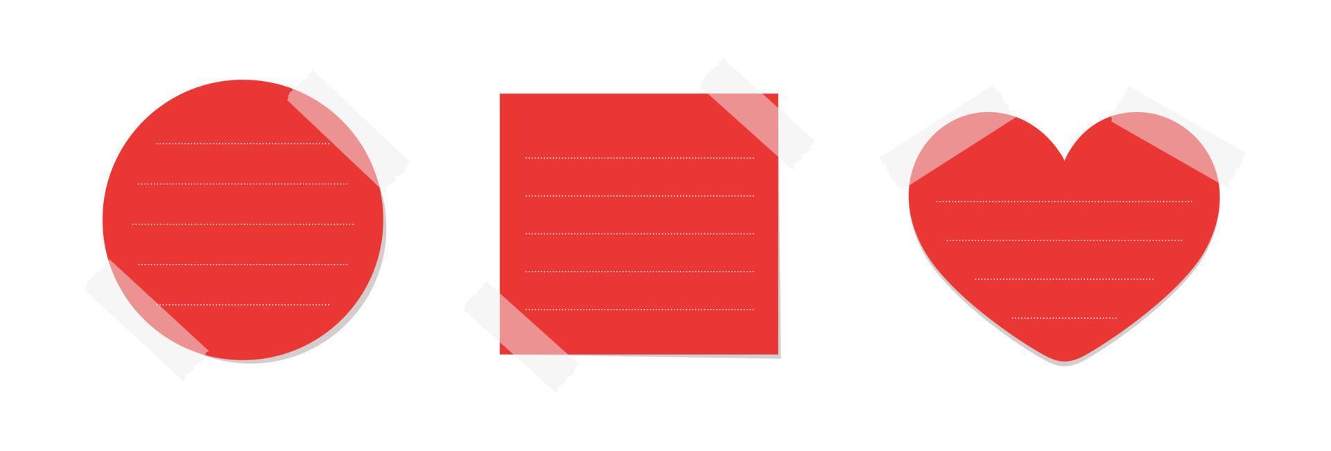 Red sticky post note template mockup set Taped office memo paper Red sticky post note template mockup set Taped office memo paper