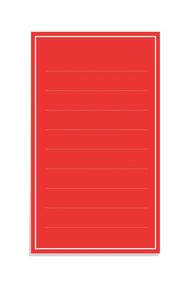 Vertical rectangle red sticky post note template. Taped office memo paper vector illustration.