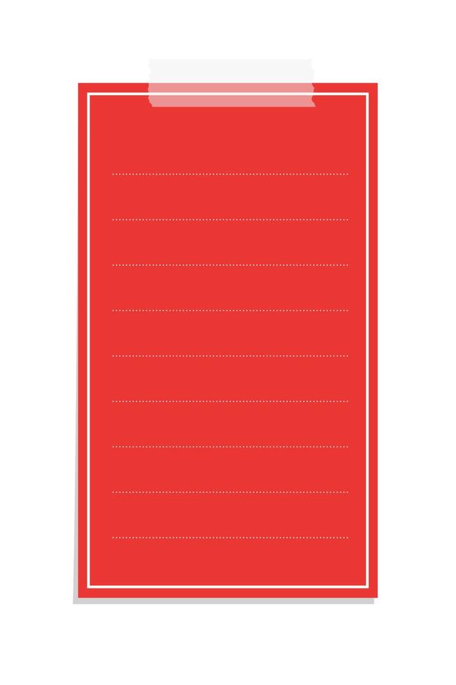 Vertical rectangle red sticky post note template. Taped office memo ...