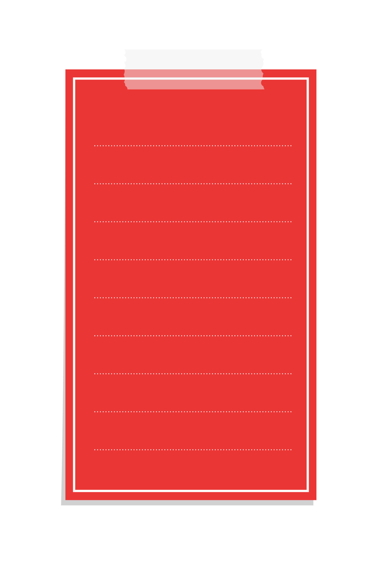 Vertical rectangle red sticky post note template Taped office memo Vertical rectangle red sticky post note template Taped office memo