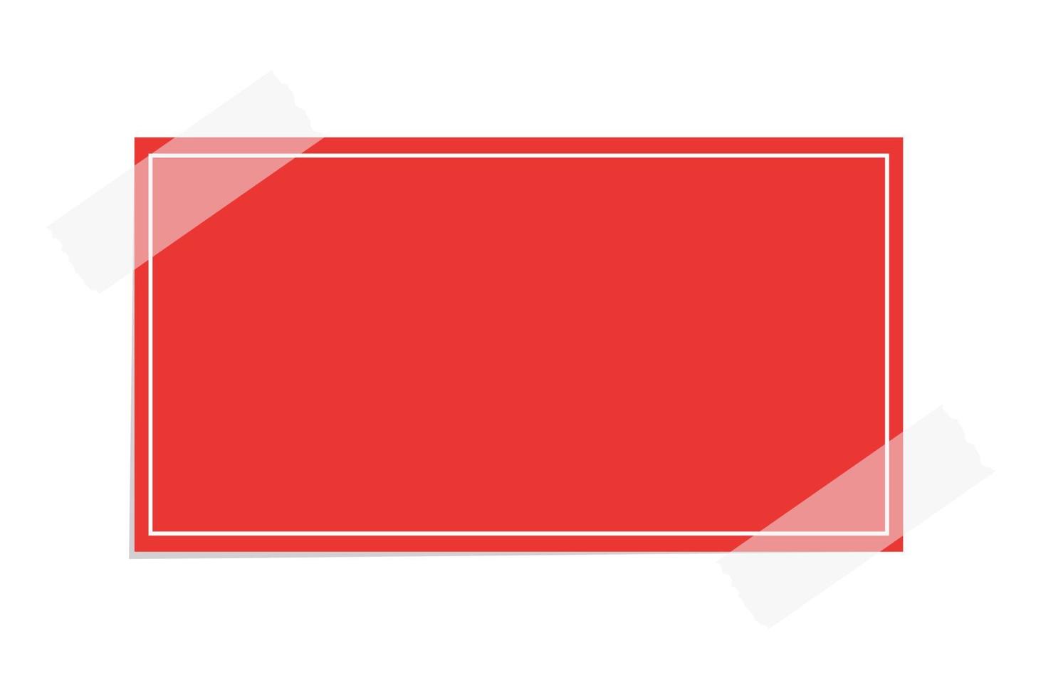 Rectangle red sticky post note template mockup. Taped office memo paper vector illustration.