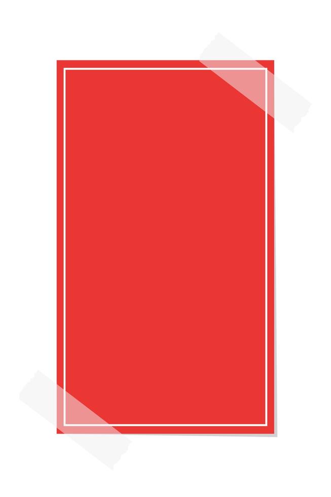 Vertical rectangle red sticky post note template. Taped office memo paper vector illustration.