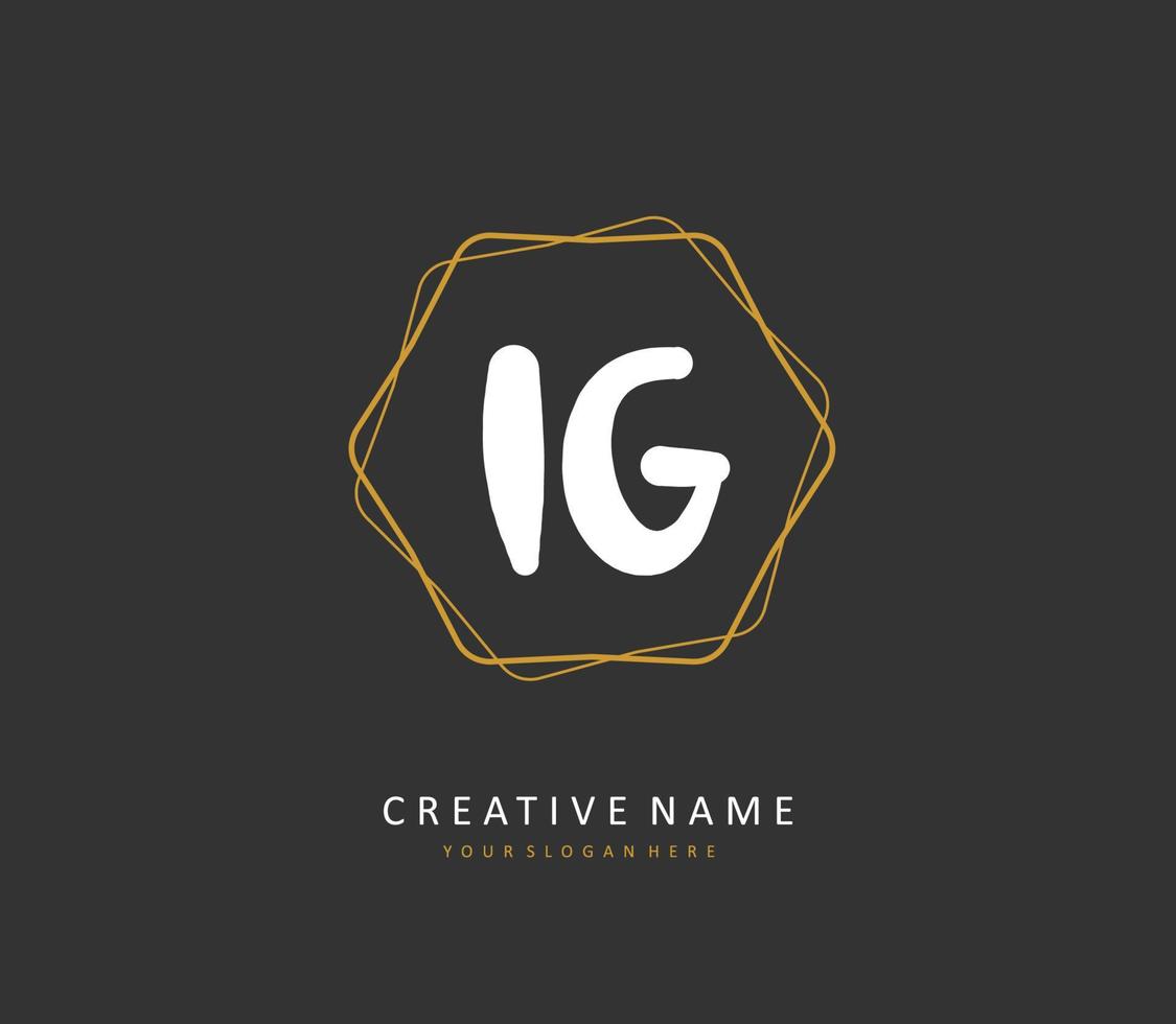 IG Initial letter handwriting and  signature logo. A concept handwriting initial logo with template element. vector