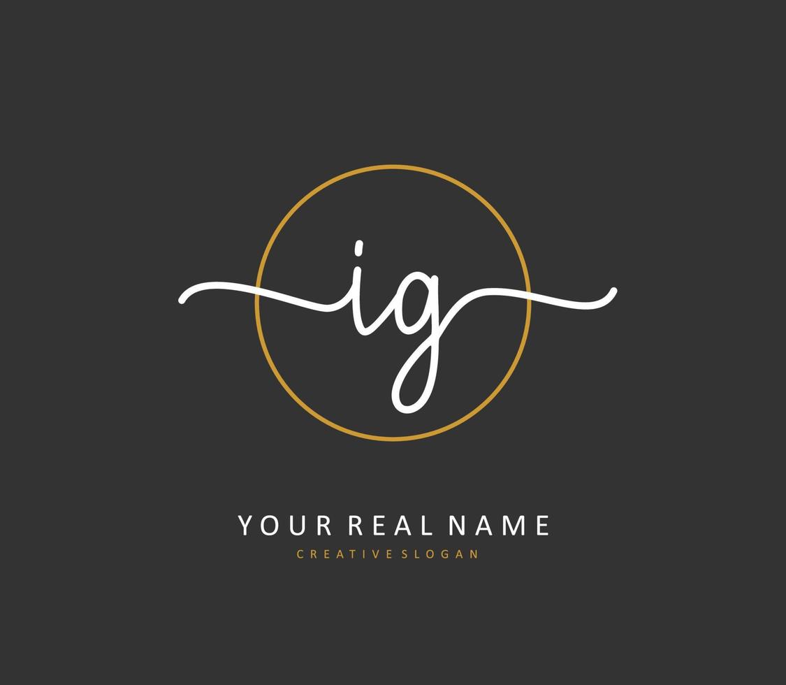 IG Initial letter handwriting and  signature logo. A concept handwriting initial logo with template element. vector