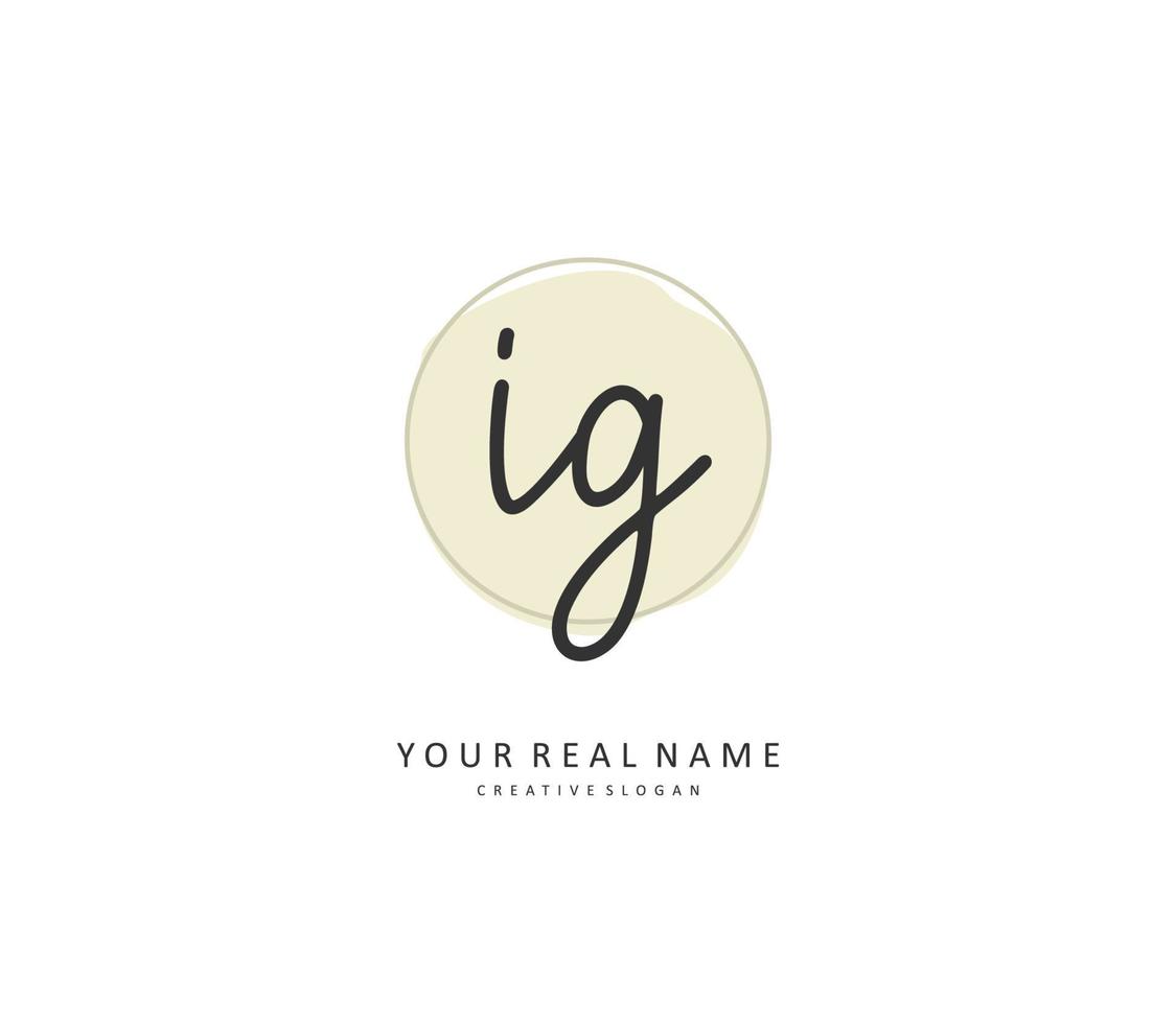 IG Initial letter handwriting and  signature logo. A concept handwriting initial logo with template element. vector