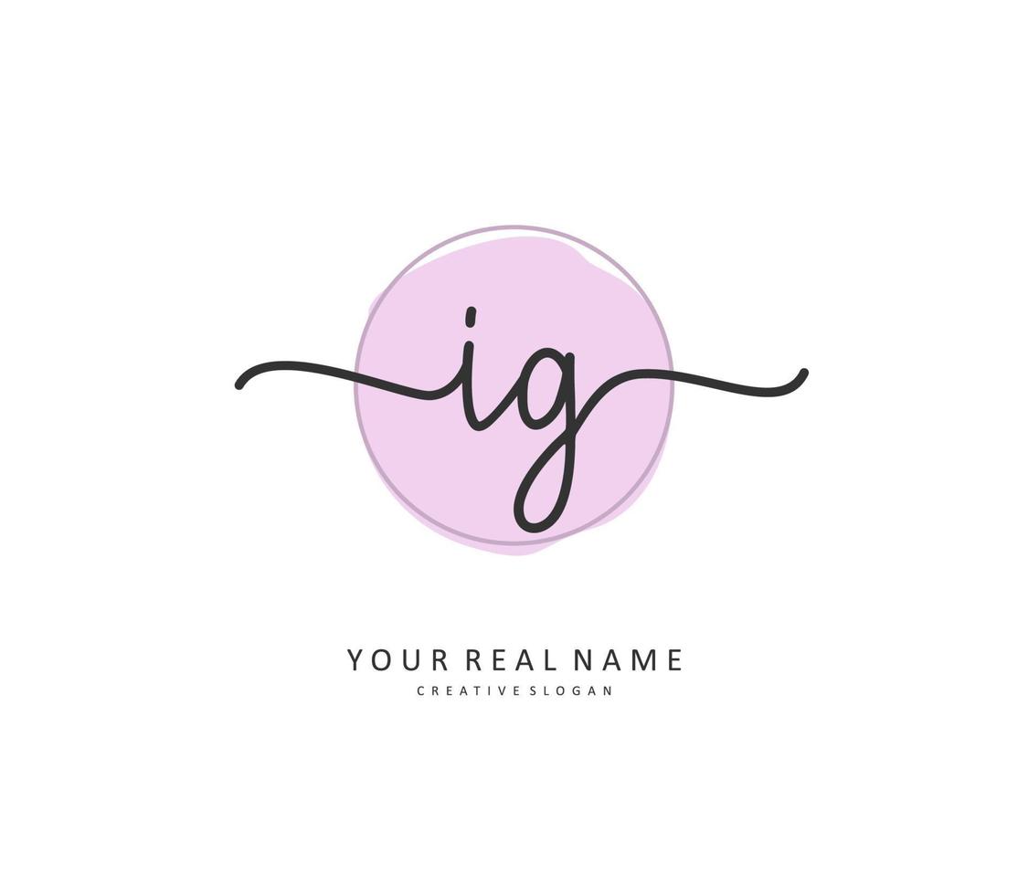 IG Initial letter handwriting and  signature logo. A concept handwriting initial logo with template element. vector