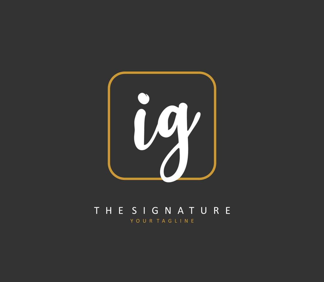 IG Initial letter handwriting and  signature logo. A concept handwriting initial logo with template element. vector