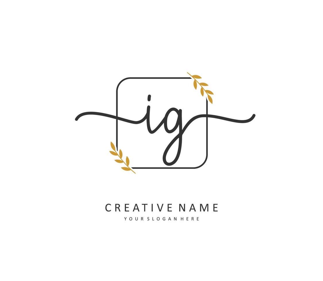 IG Initial letter handwriting and  signature logo. A concept handwriting initial logo with template element. vector
