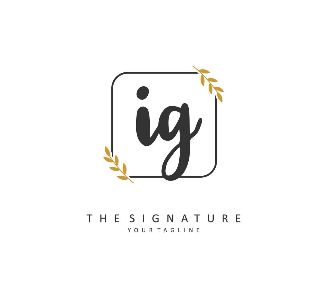 IG Initial letter handwriting and  signature logo. A concept handwriting initial logo with template element. vector