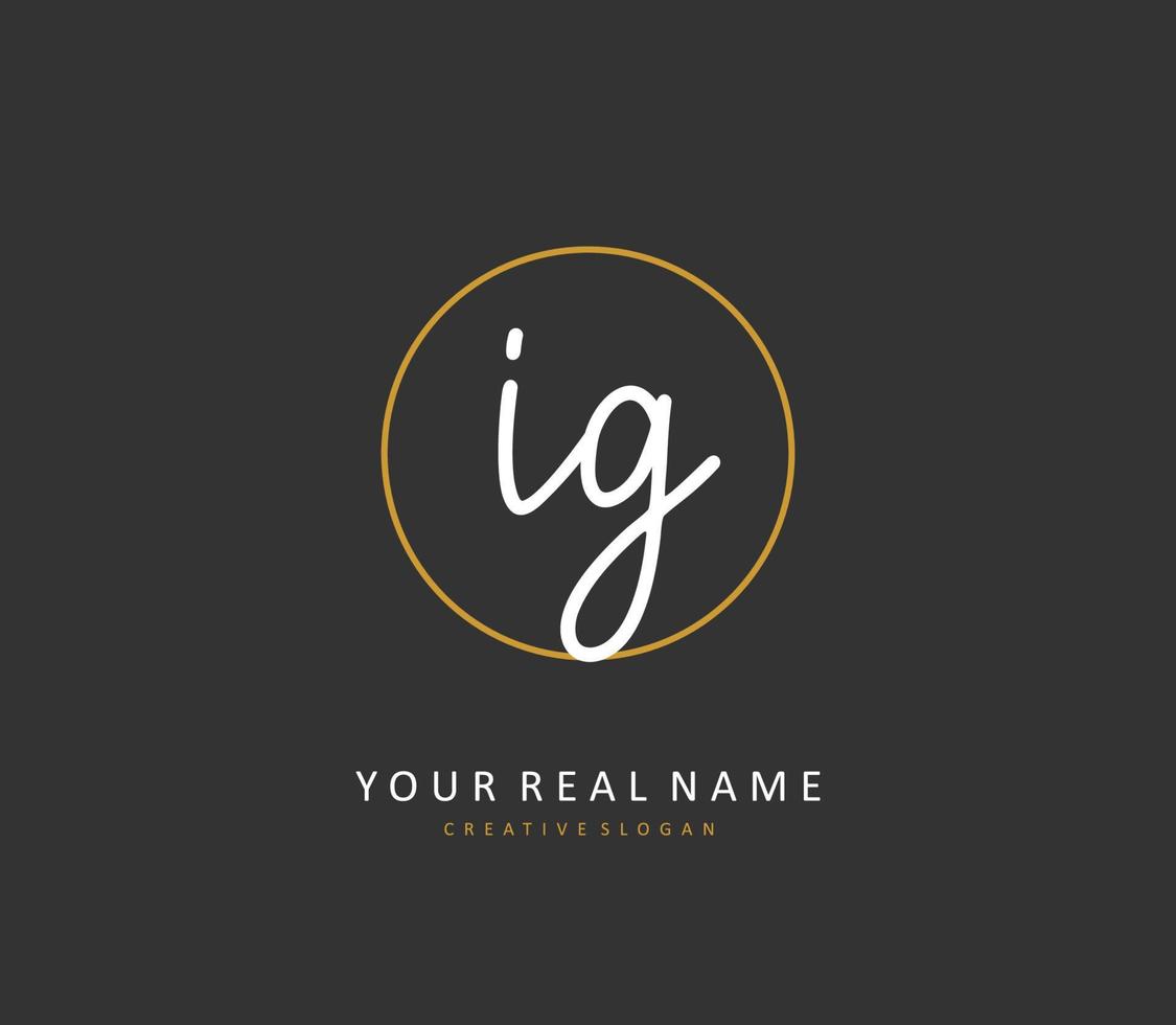 IG Initial letter handwriting and  signature logo. A concept handwriting initial logo with template element. vector