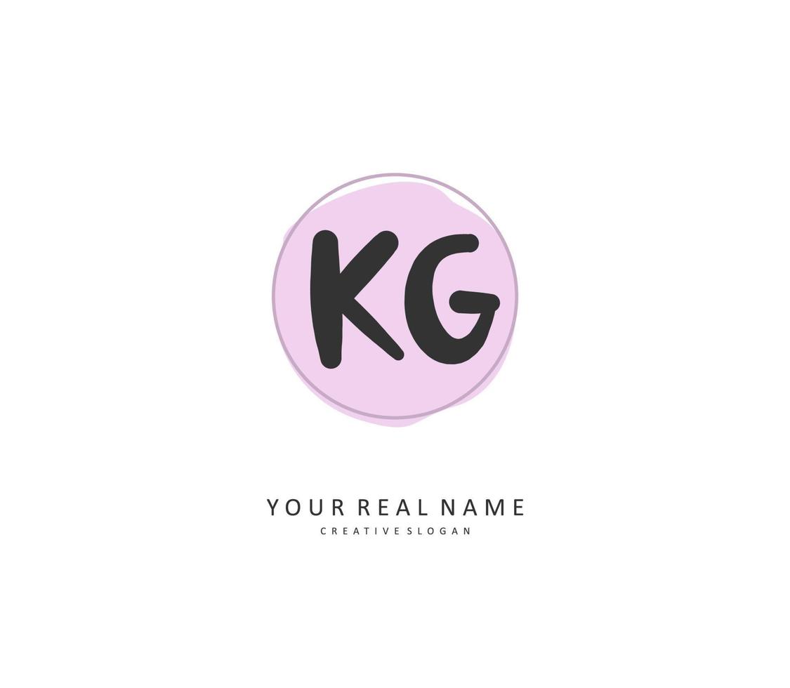 KG Initial letter handwriting and  signature logo. A concept handwriting initial logo with template element. vector