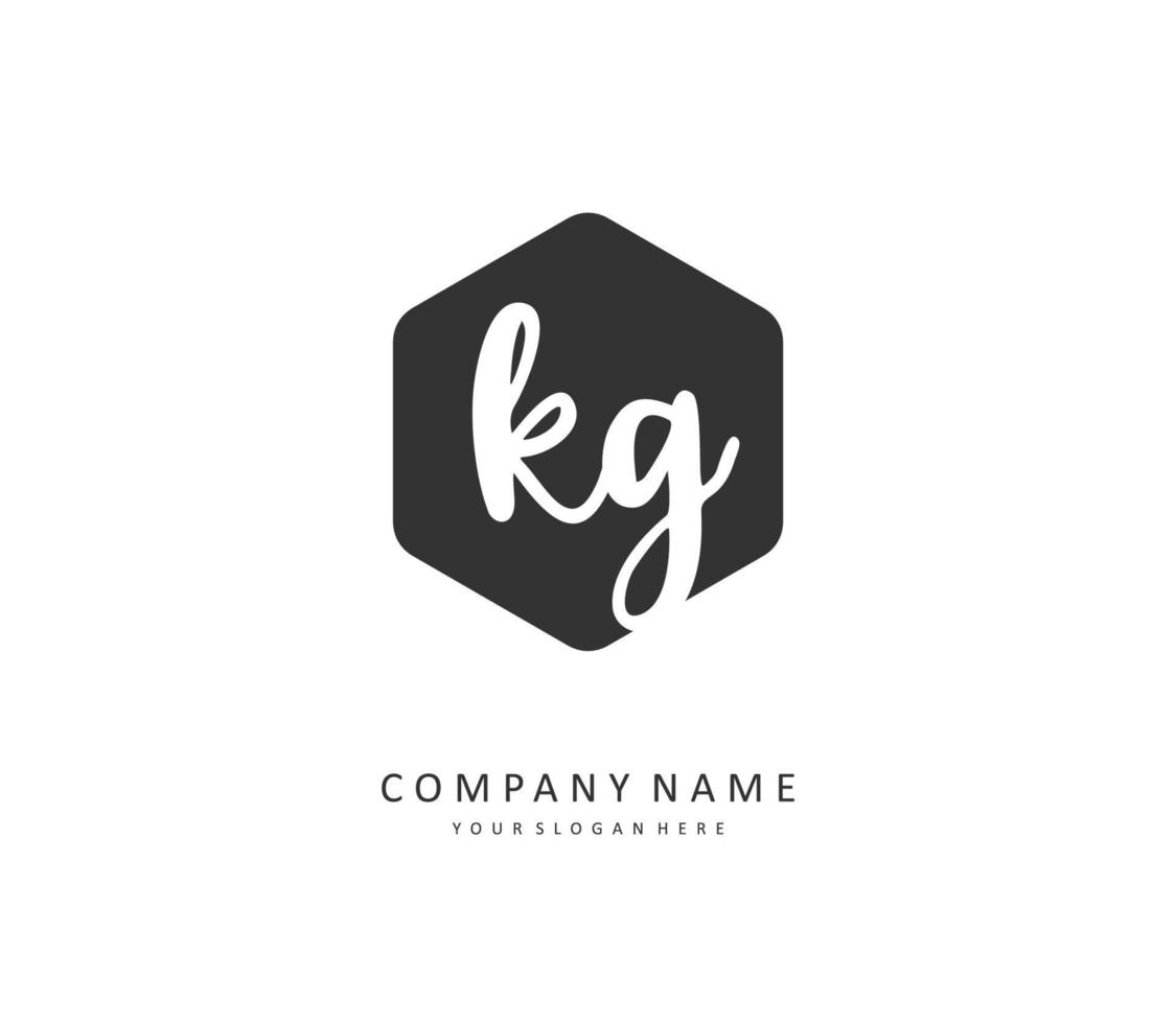 KG Initial letter handwriting and  signature logo. A concept handwriting initial logo with template element. vector