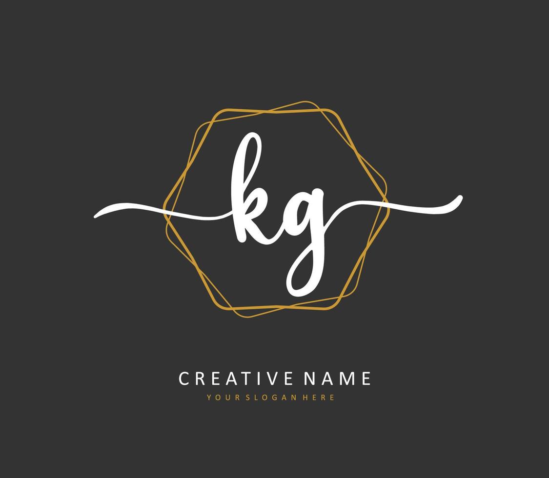 KG Initial letter handwriting and  signature logo. A concept handwriting initial logo with template element. vector