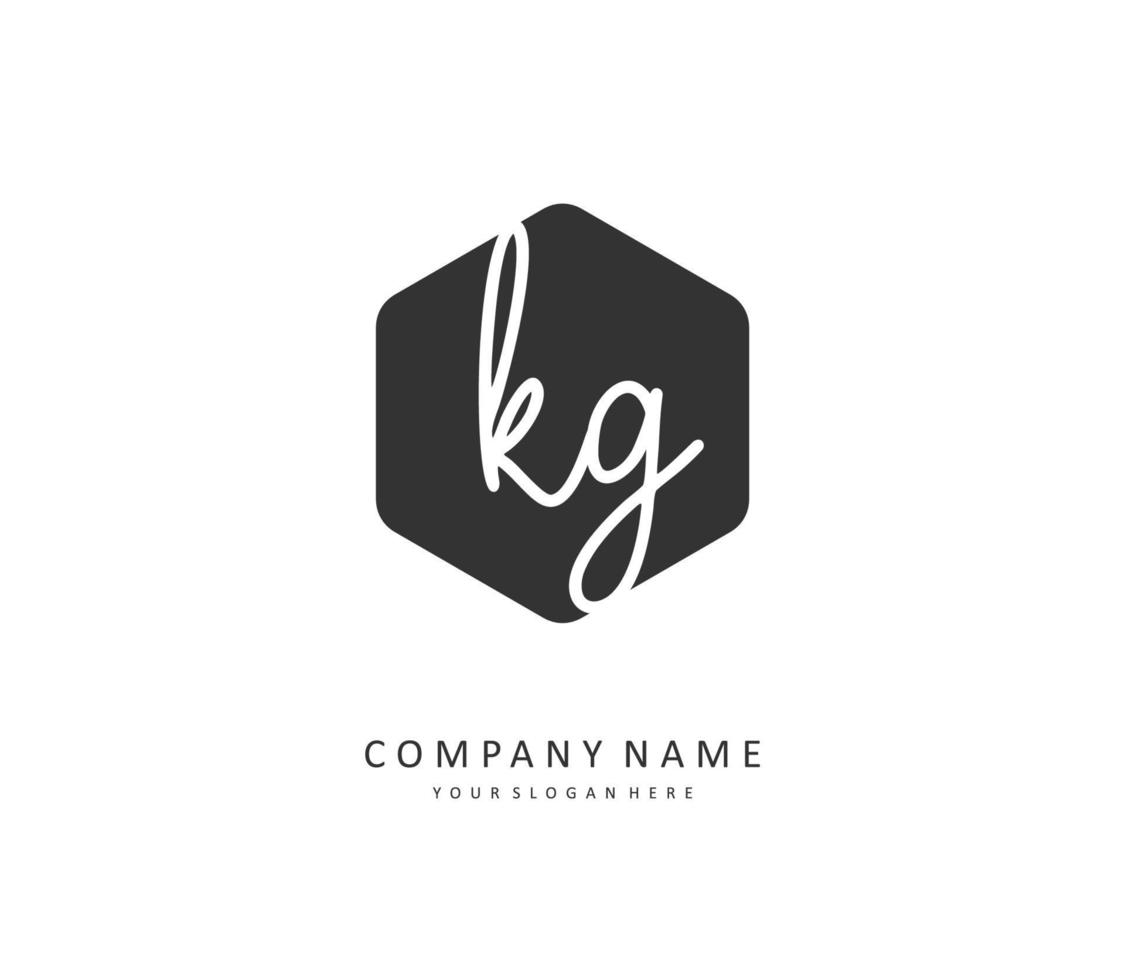 KG Initial letter handwriting and  signature logo. A concept handwriting initial logo with template element. vector