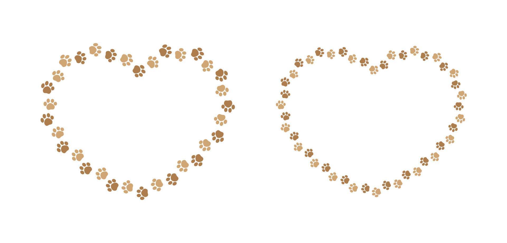 Heart shaped frame made of animal paw prints with empty space for your text  and images. Cute Valentines, animal lover dog paw print border. 21817985  Vector Art at Vecteezy