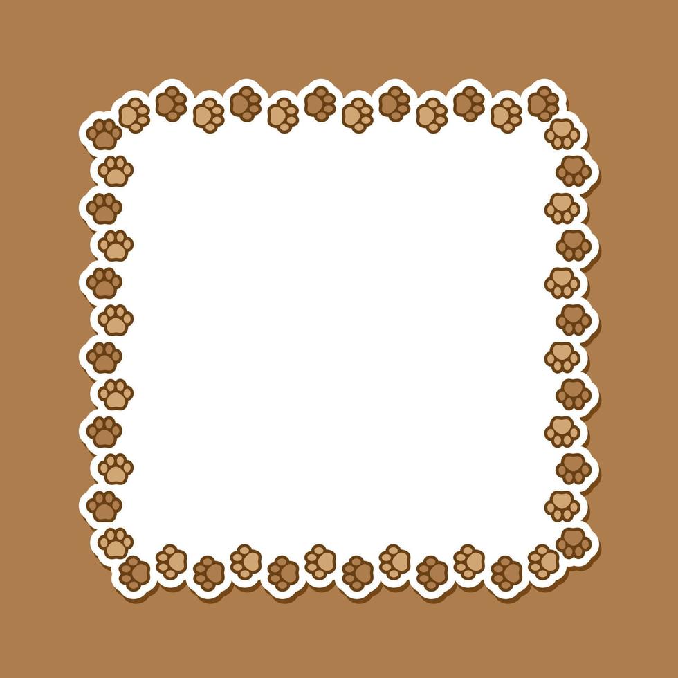 cuadrado marco hecho de animal pata huellas dactilares con vacío espacio para tu texto y imágenes linda perro pata impresión borde. vector ilustración