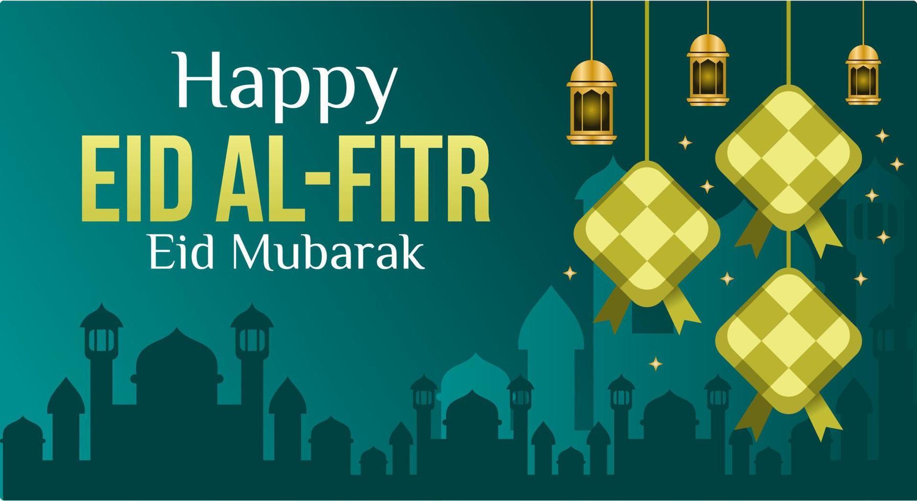 Happy eid al-fitr islamic background vector