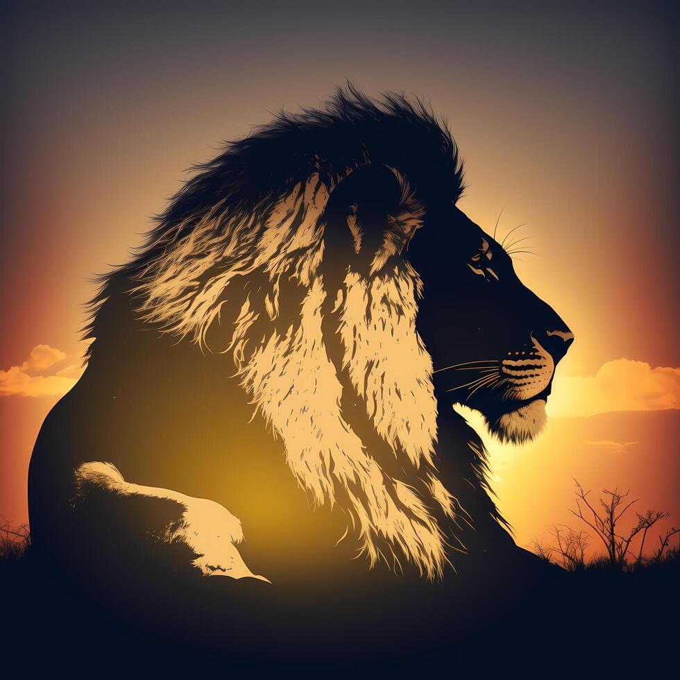 lion silhouette aesthetic photo