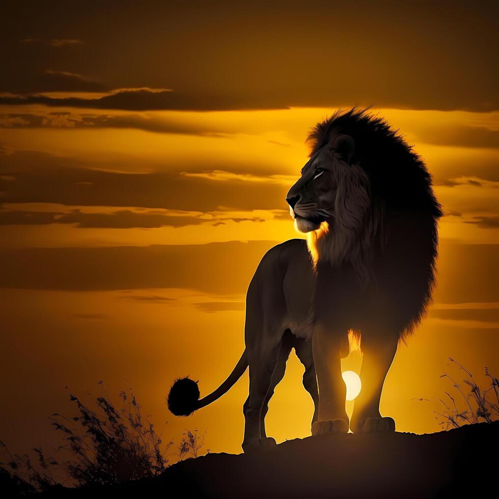 lion silhouette aesthetic photo