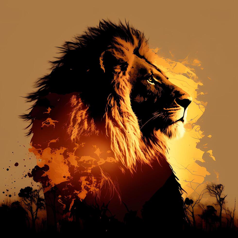 lion silhouette AI Generated photo