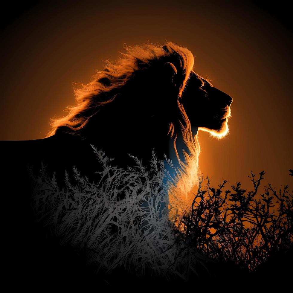 lion silhouette AI Generated photo