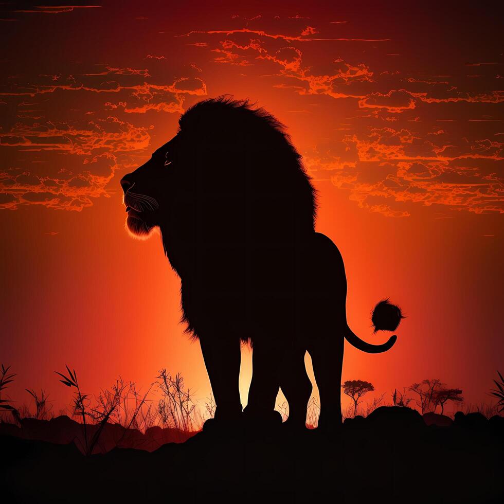 lion silhouette AI Generated photo