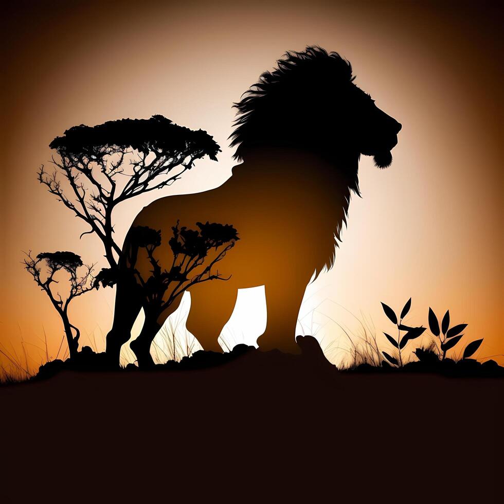 lion silhouette AI Generated photo