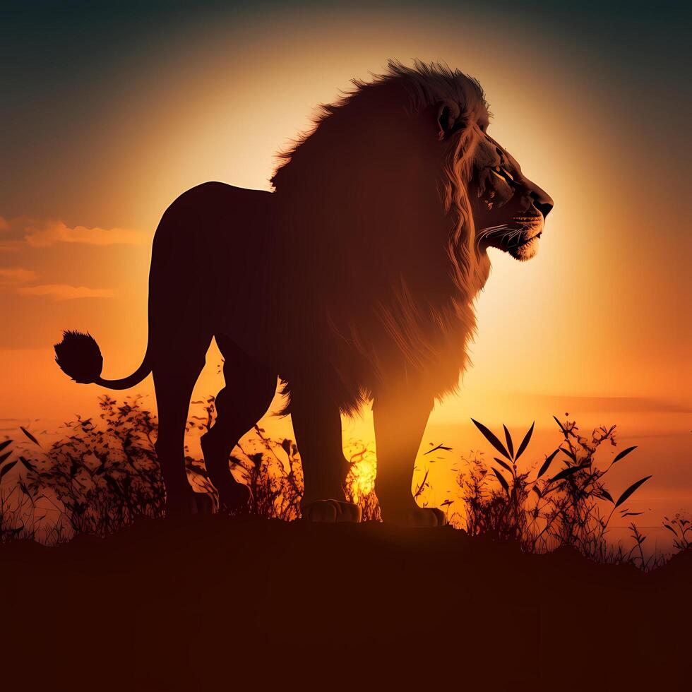 lion silhouette aesthetic photo