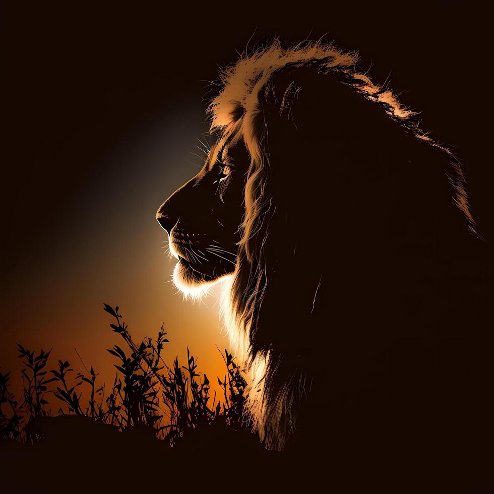 lion silhouette AI Generated photo