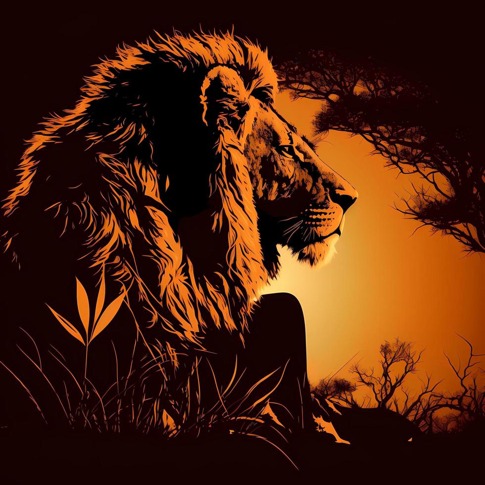 lion silhouette AI Generated photo