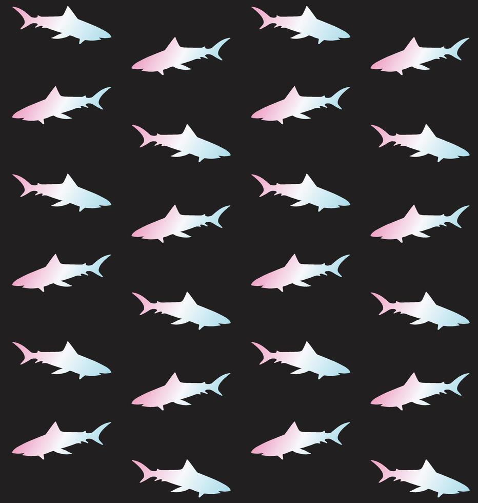 Vector seamless pattern of shark silhouette