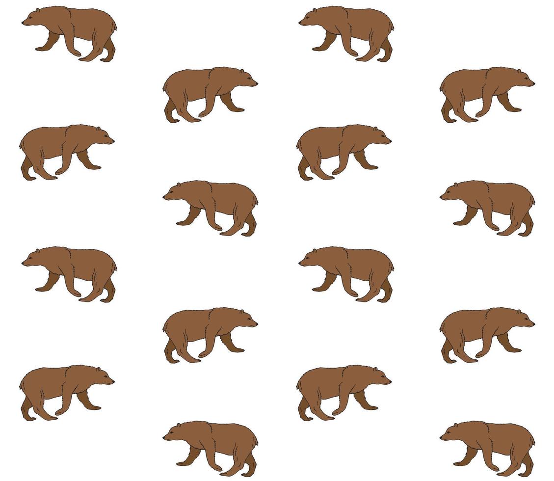 Vector seamless pattern of doodle brown bear