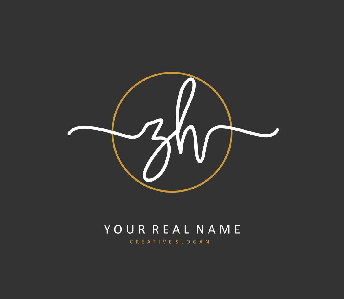 Z H ZH Initial letter handwriting and  signature logo. A concept handwriting initial logo with template element. vector