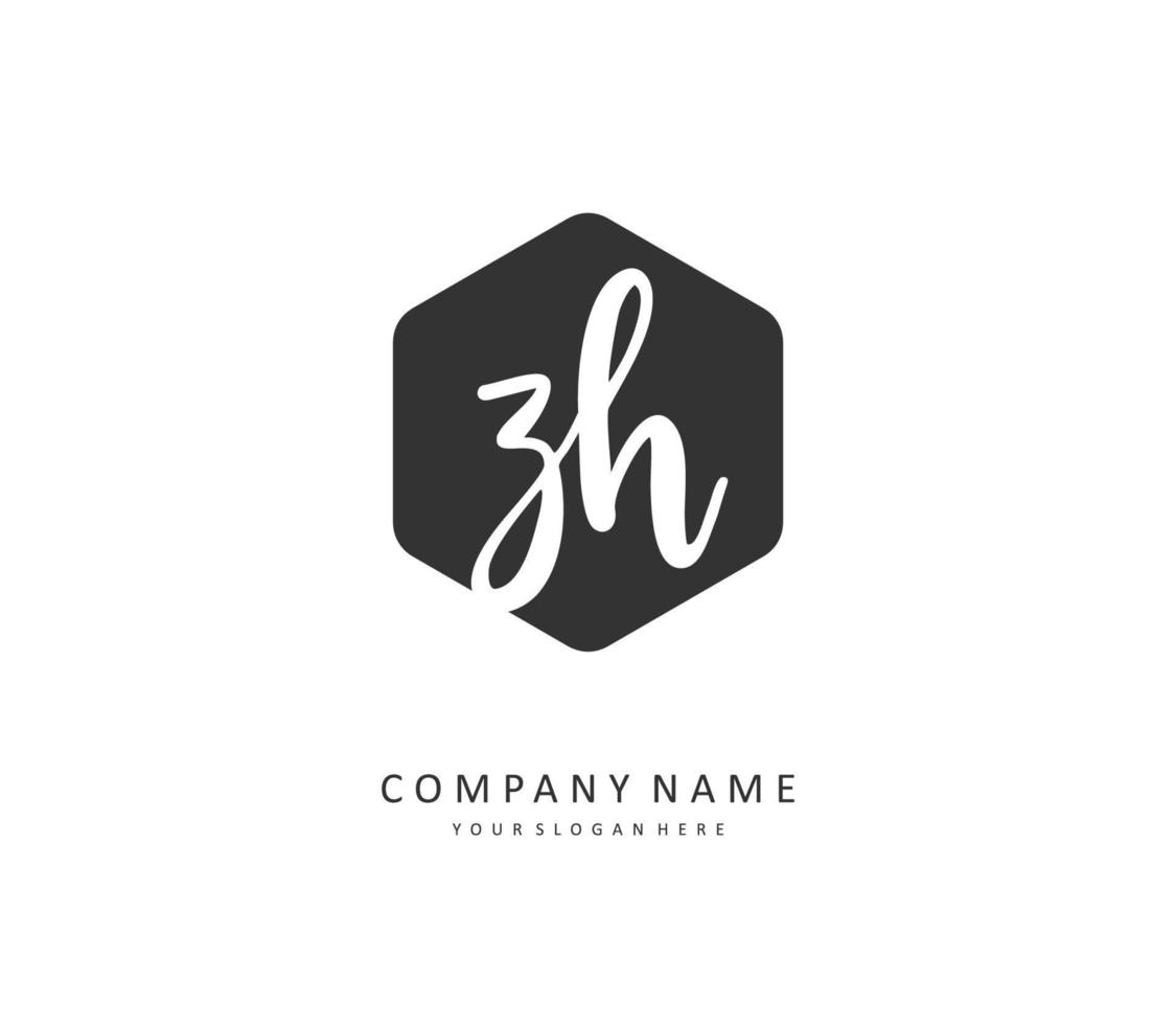 Z H ZH Initial letter handwriting and  signature logo. A concept handwriting initial logo with template element. vector
