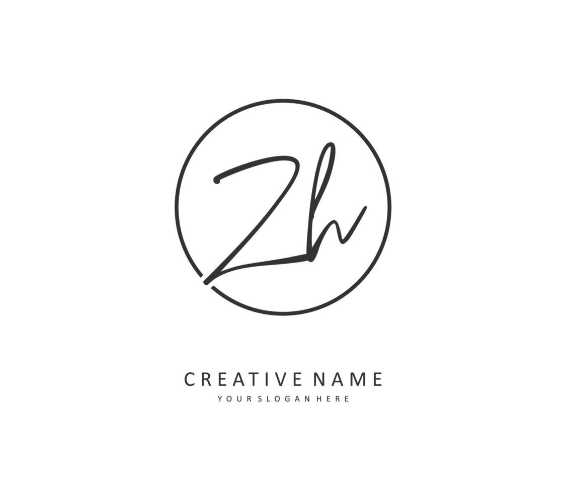 Z H ZH Initial letter handwriting and  signature logo. A concept handwriting initial logo with template element. vector