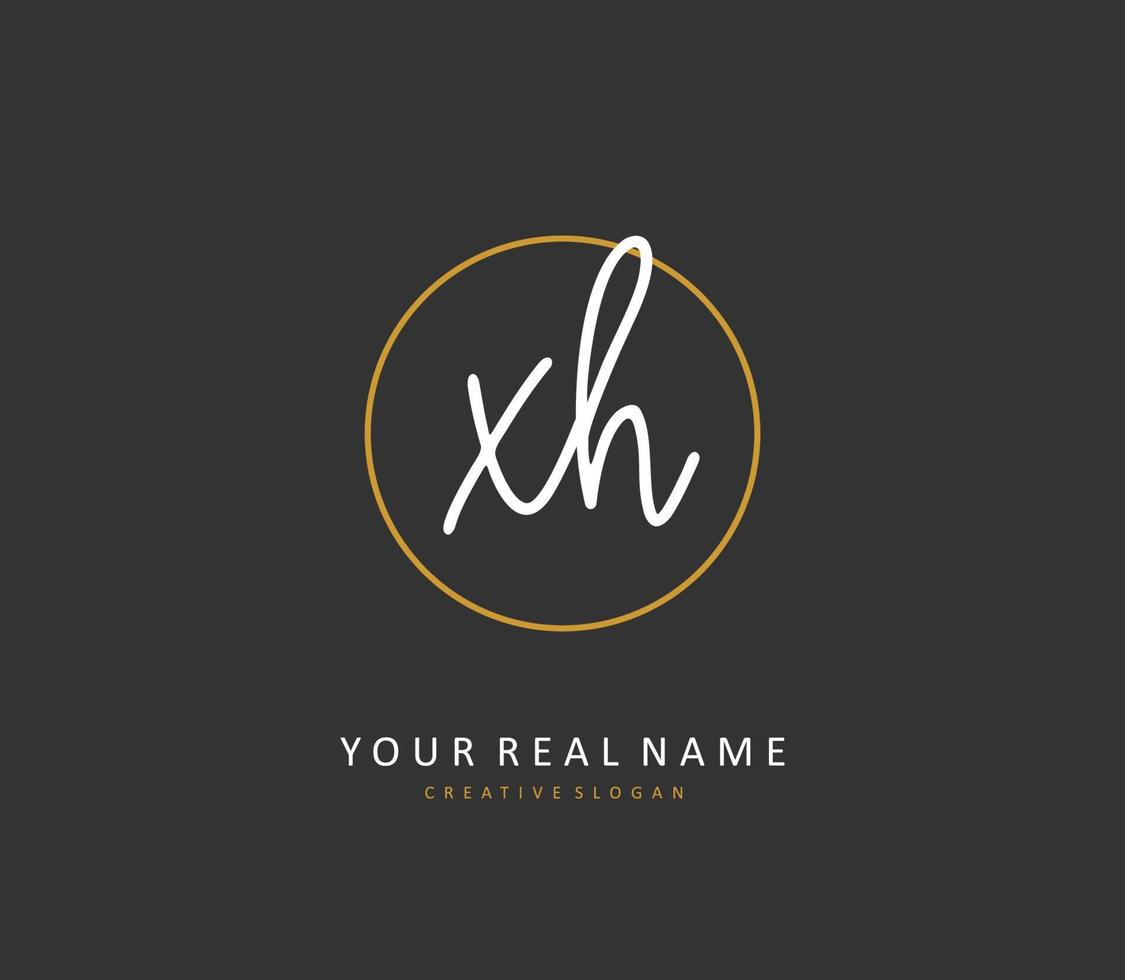 X H XH Initial letter handwriting and  signature logo. A concept handwriting initial logo with template element. vector