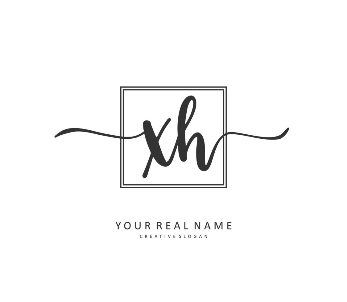 X H XH Initial letter handwriting and  signature logo. A concept handwriting initial logo with template element. vector