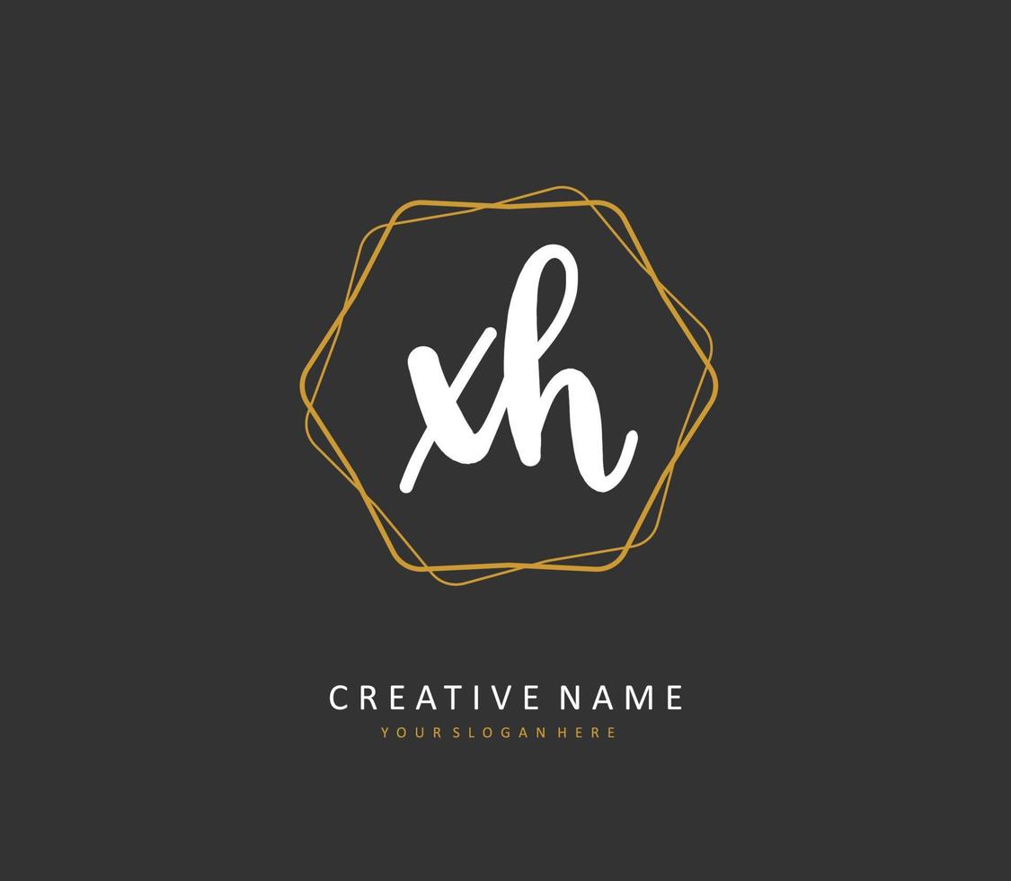 X H XH Initial letter handwriting and  signature logo. A concept handwriting initial logo with template element. vector