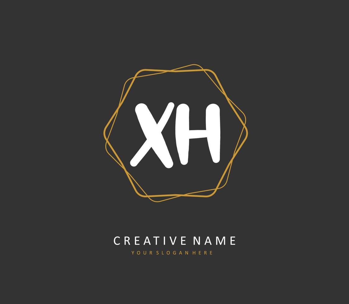 X H XH Initial letter handwriting and  signature logo. A concept handwriting initial logo with template element. vector