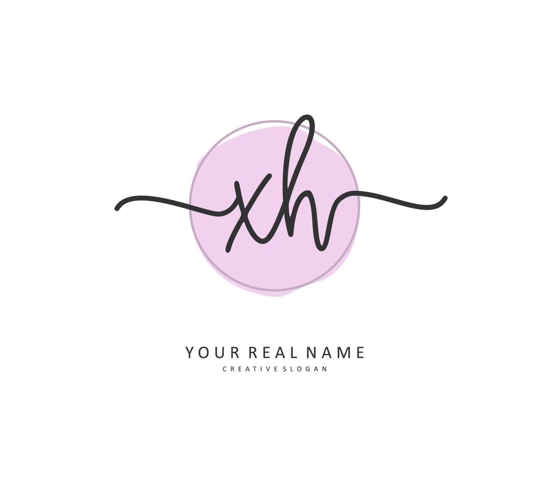 X H XH Initial letter handwriting and  signature logo. A concept handwriting initial logo with template element. vector