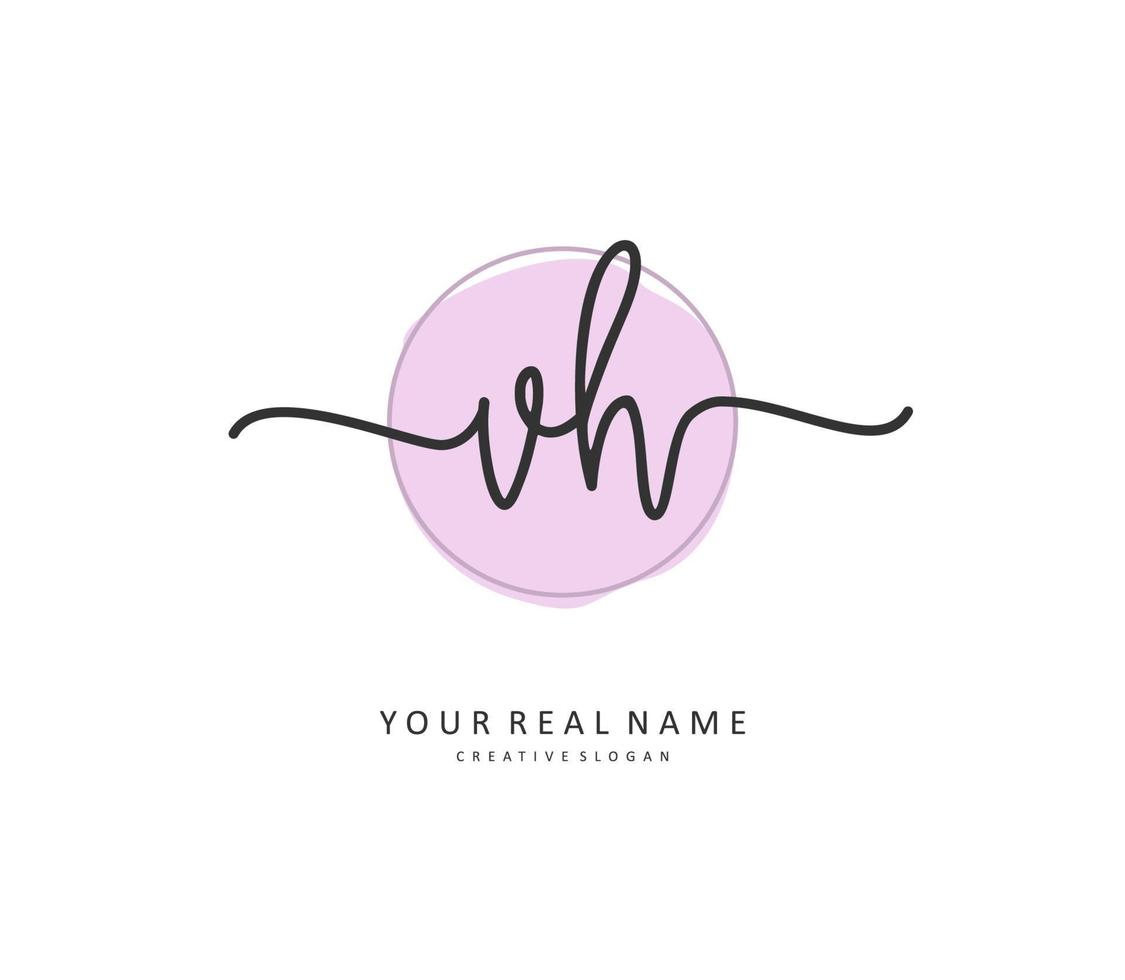 V H VH Initial letter handwriting and  signature logo. A concept handwriting initial logo with template element. vector