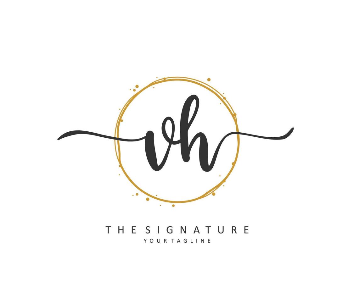 V H VH Initial letter handwriting and  signature logo. A concept handwriting initial logo with template element. vector