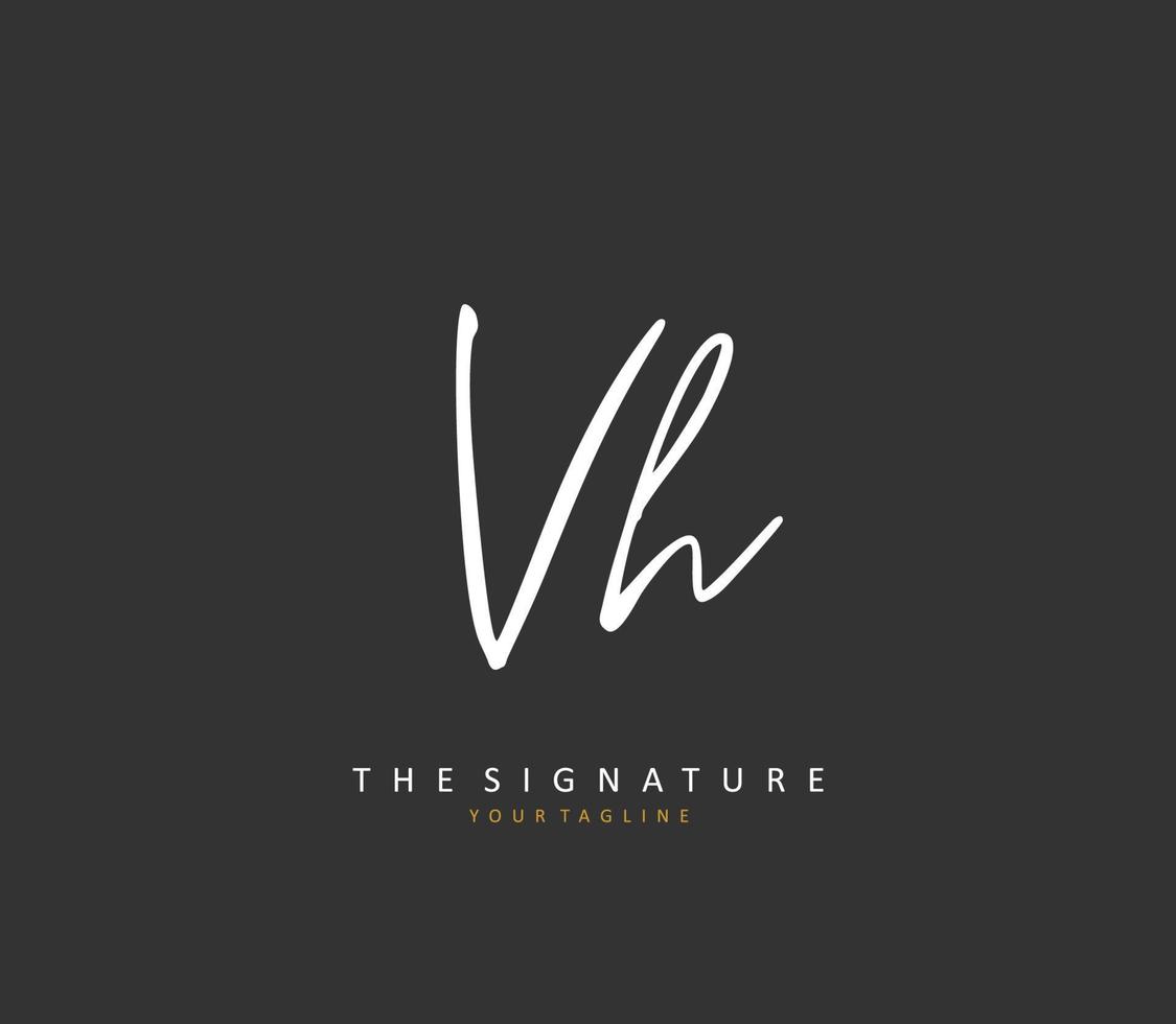 V H VH Initial letter handwriting and  signature logo. A concept handwriting initial logo with template element. vector