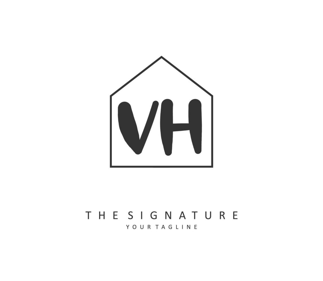 V H VH Initial letter handwriting and  signature logo. A concept handwriting initial logo with template element. vector