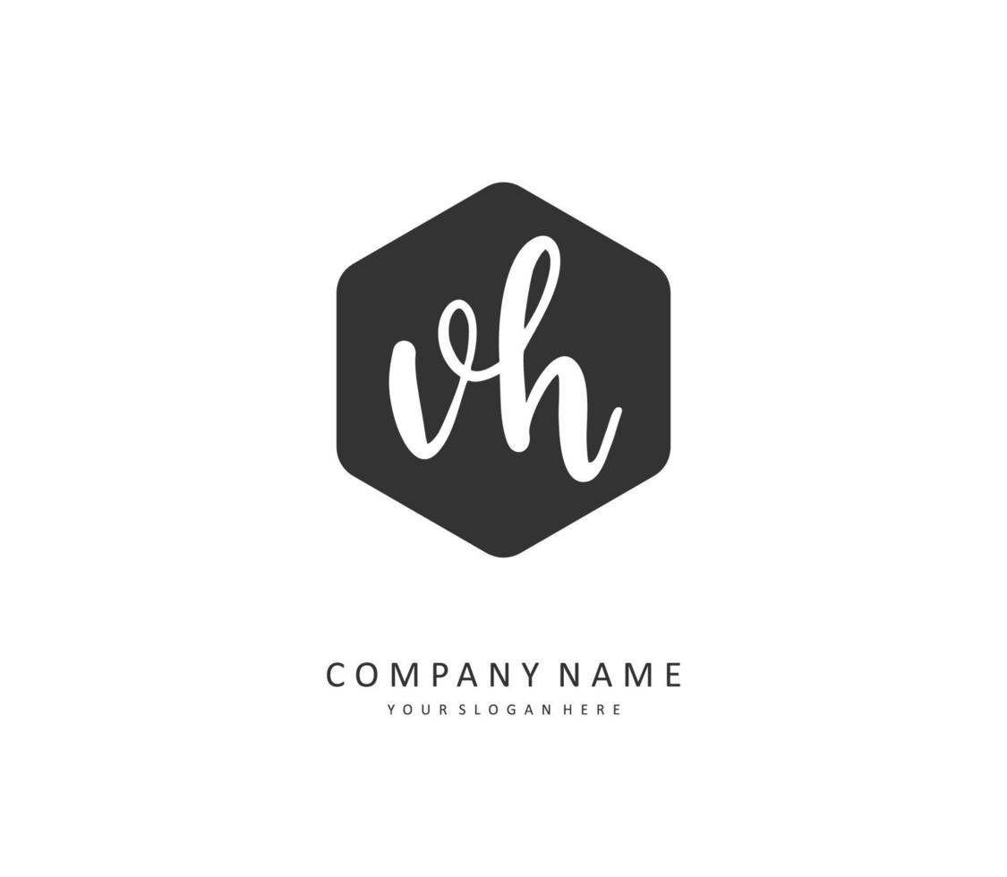 V H VH Initial letter handwriting and  signature logo. A concept handwriting initial logo with template element. vector