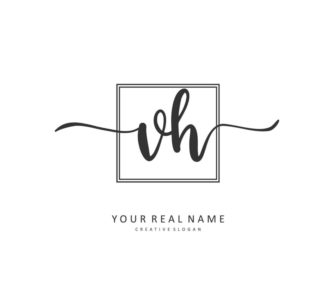 V H VH Initial letter handwriting and  signature logo. A concept handwriting initial logo with template element. vector