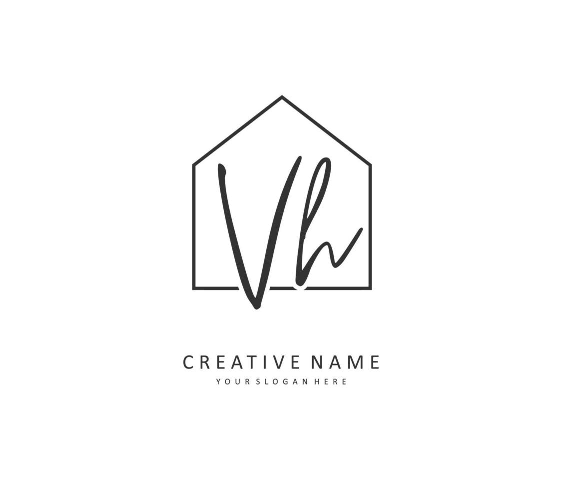 V H VH Initial letter handwriting and  signature logo. A concept handwriting initial logo with template element. vector