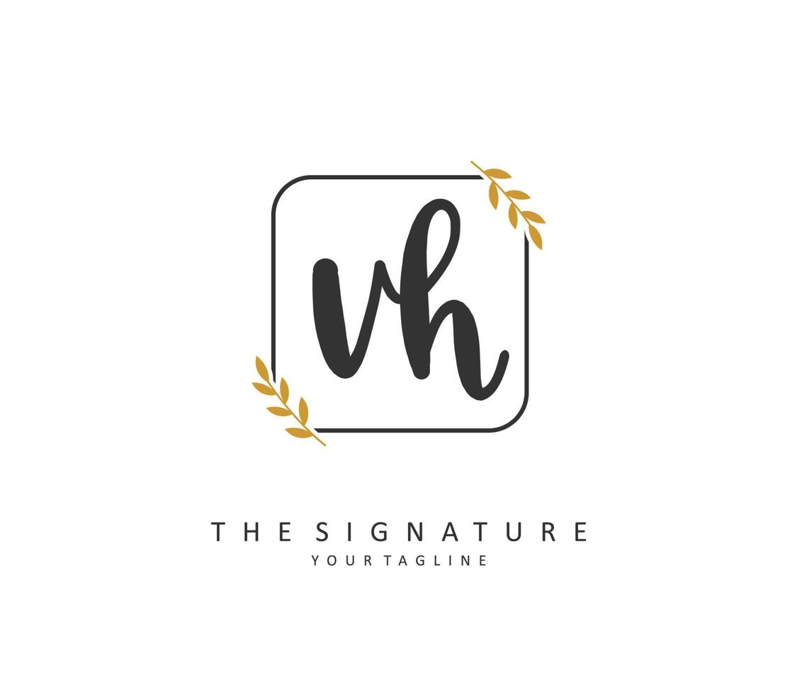 V H VH Initial letter handwriting and  signature logo. A concept handwriting initial logo with template element. vector